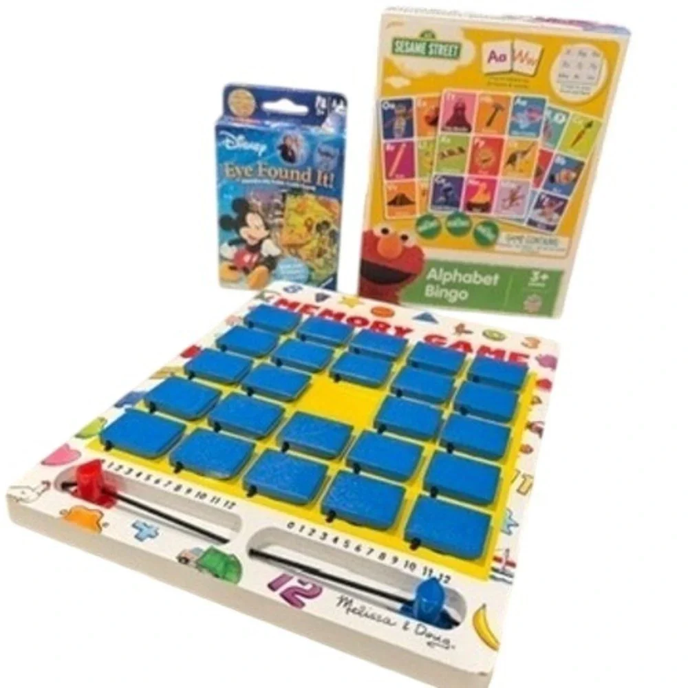 Disney Memory Game + Sesame Street Bingo Bundle Kids Educational Games‎ Lot 3